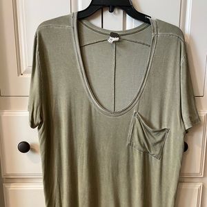 Free People army green slouchy tee